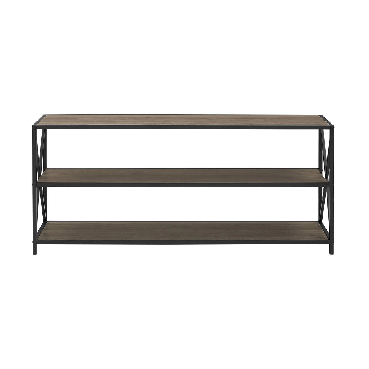 Industrial 3 Shelf Bookcase Slate Gray/Black Metal J1965