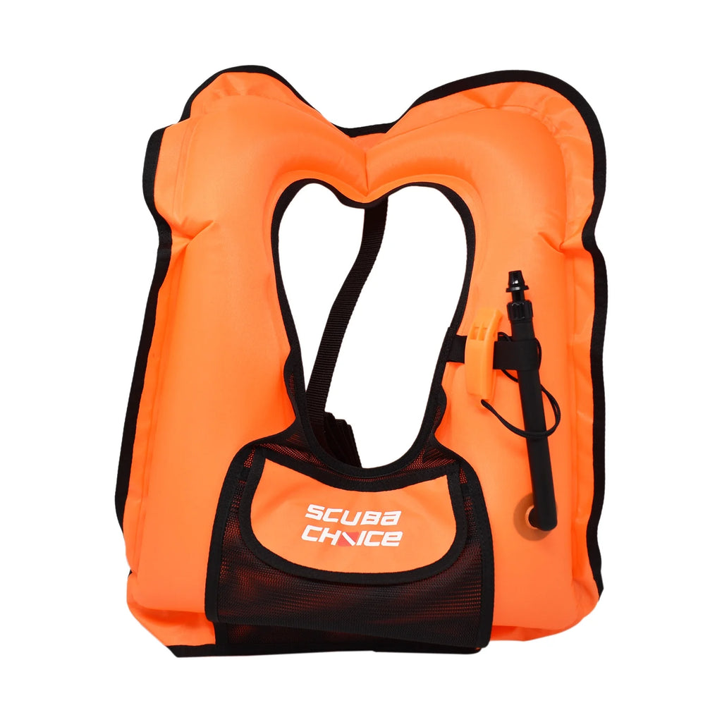 Orange Snorkel Vest With Front Pocket & Whistle Z176683