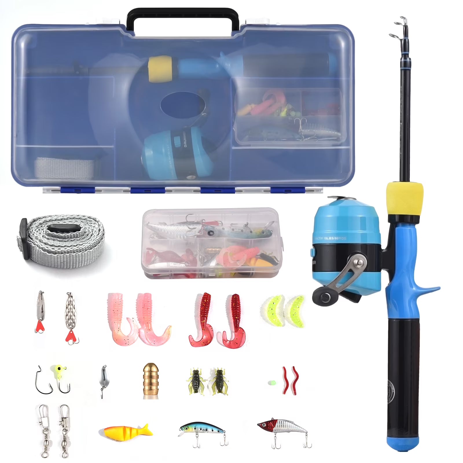 47'' Telescopic Rod and Reel Combo with Tackle Box Q490