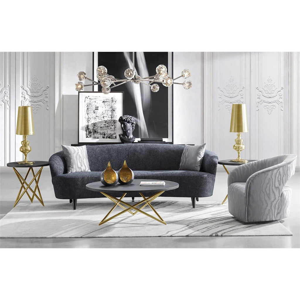 Dark Blue Fabric Loveseat R407
