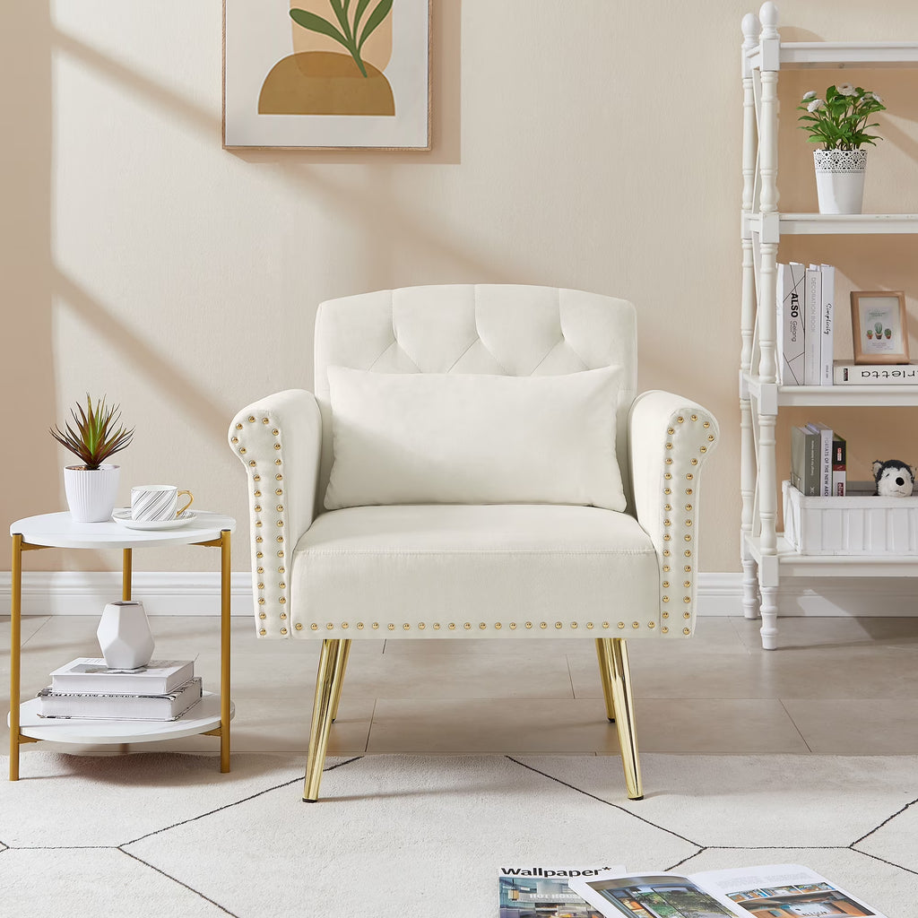 Velvet Armchair with Metal Legs K365