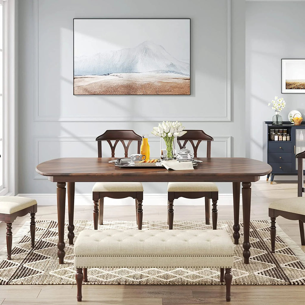 63'' Brown Dining Table with Wood Legs V811724