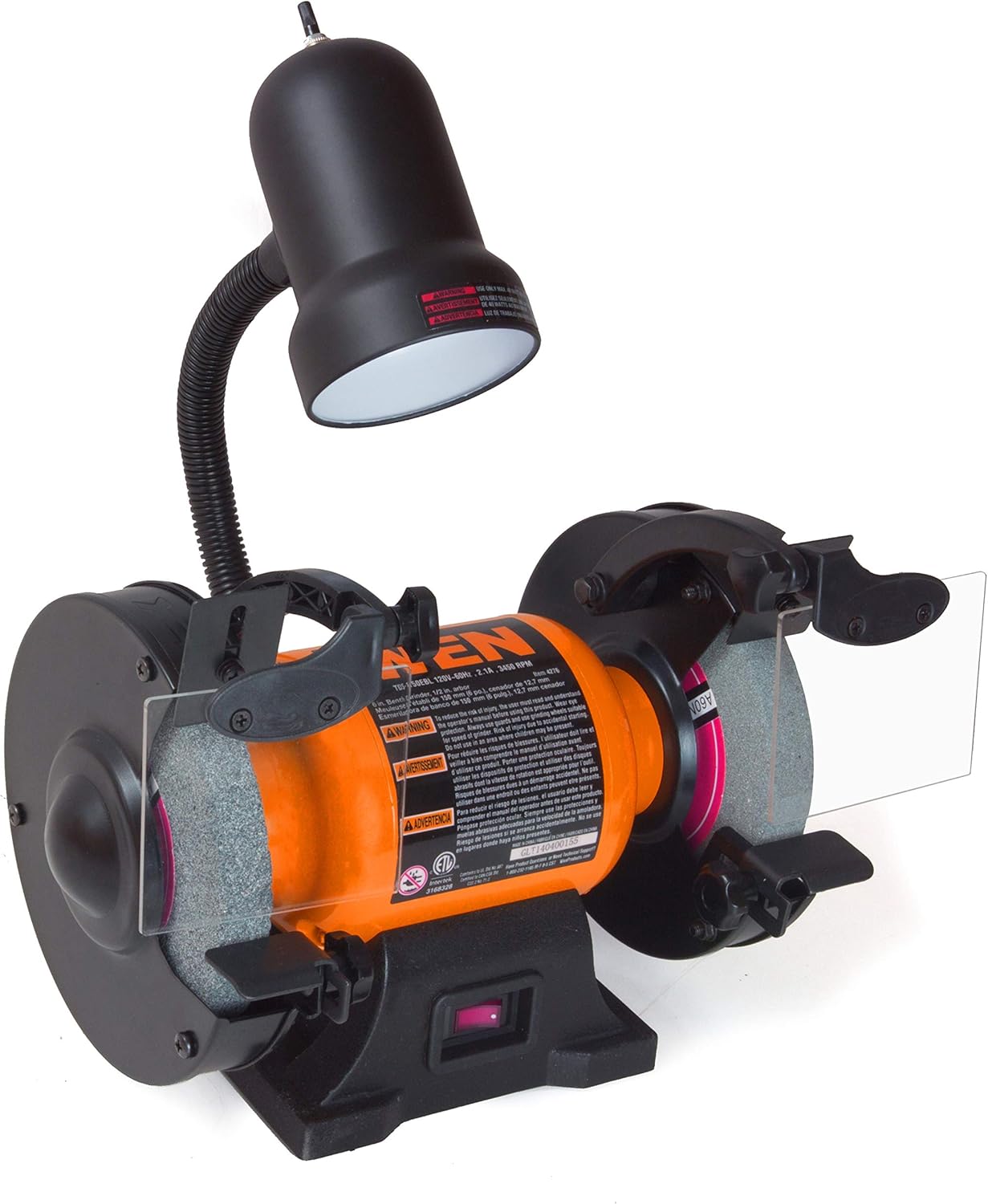 2.1-Amp 6-Inch Bench Grinder with Flexible Work Light L97241