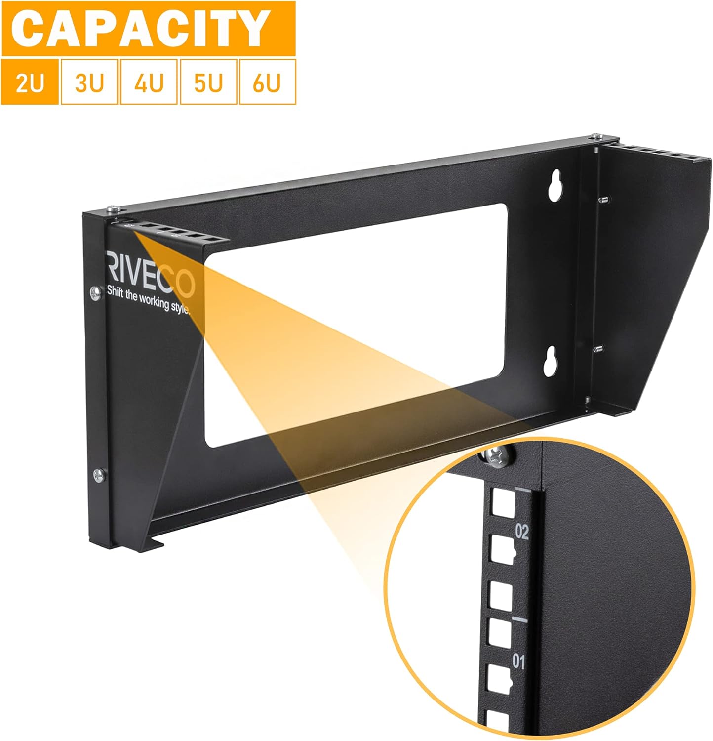 2U Wall Mount Rack Vertical Patch Panel Bracket Shelf Black R16699