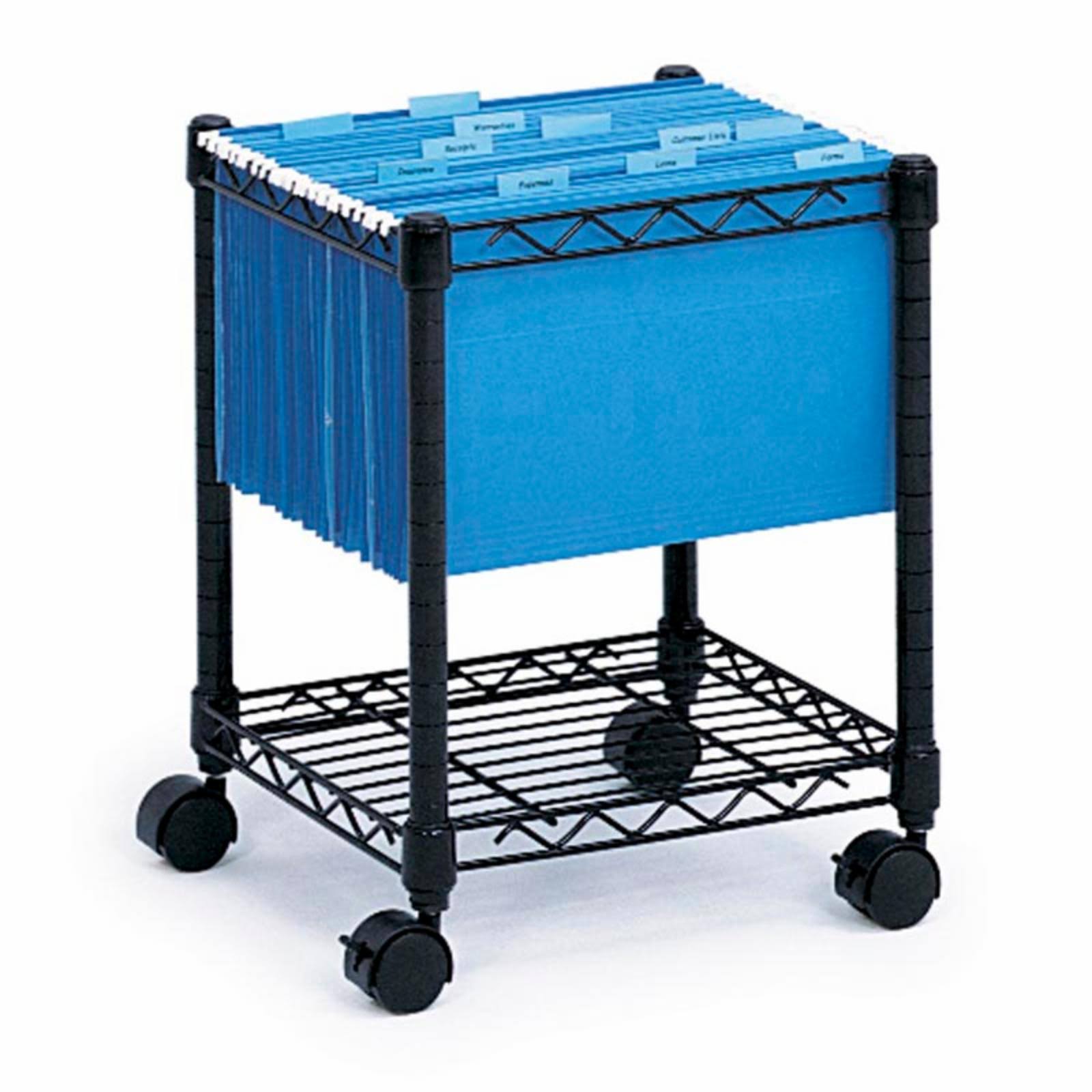Black Steel Wire Mobile File Cart X841
