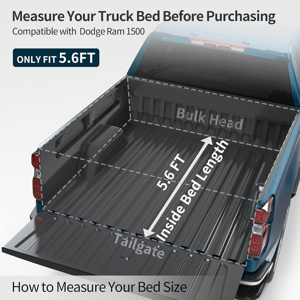 Hard Tri-fold Truck Bed Tonneau Cover for 2009-2022 Dodge Ram 1500, 5.6 ft Bed J90244