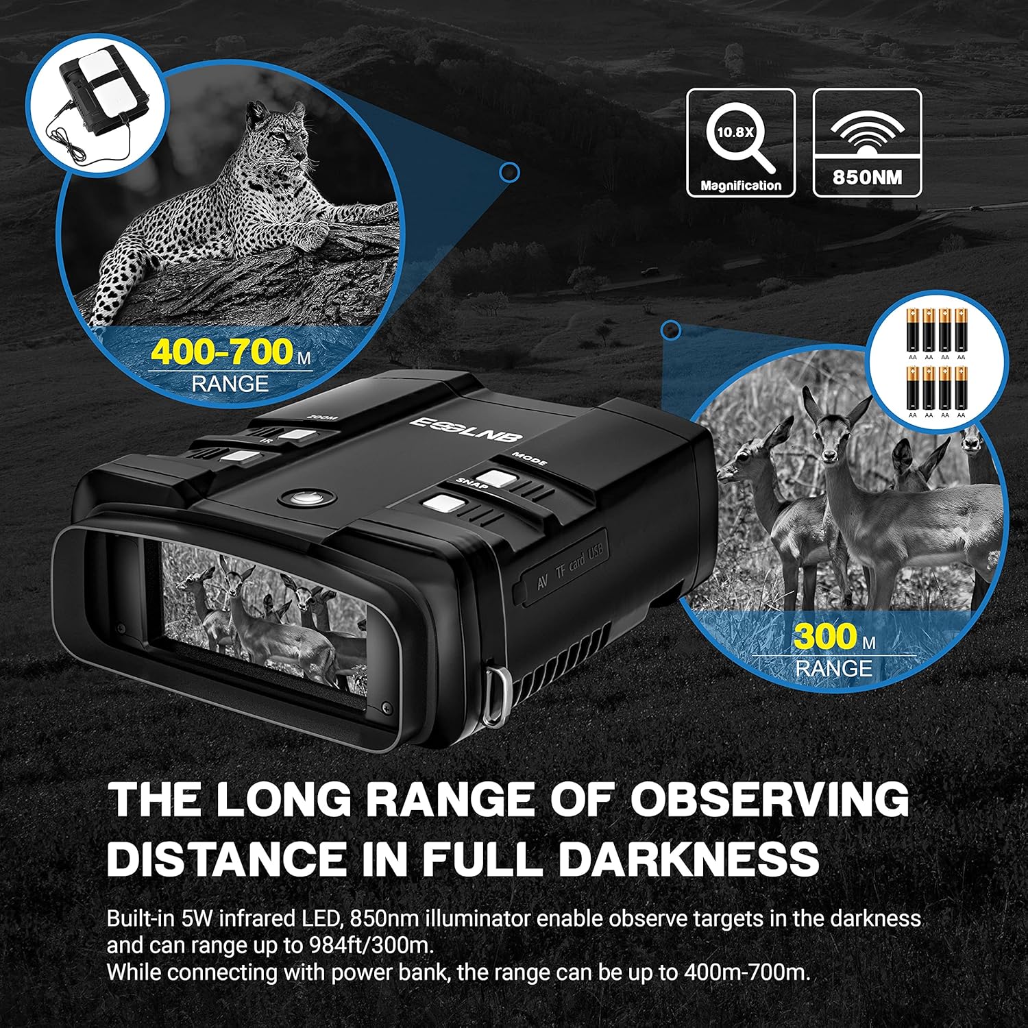 1080P Night Vision Binoculars with 64G Card Pack of 2 T8390