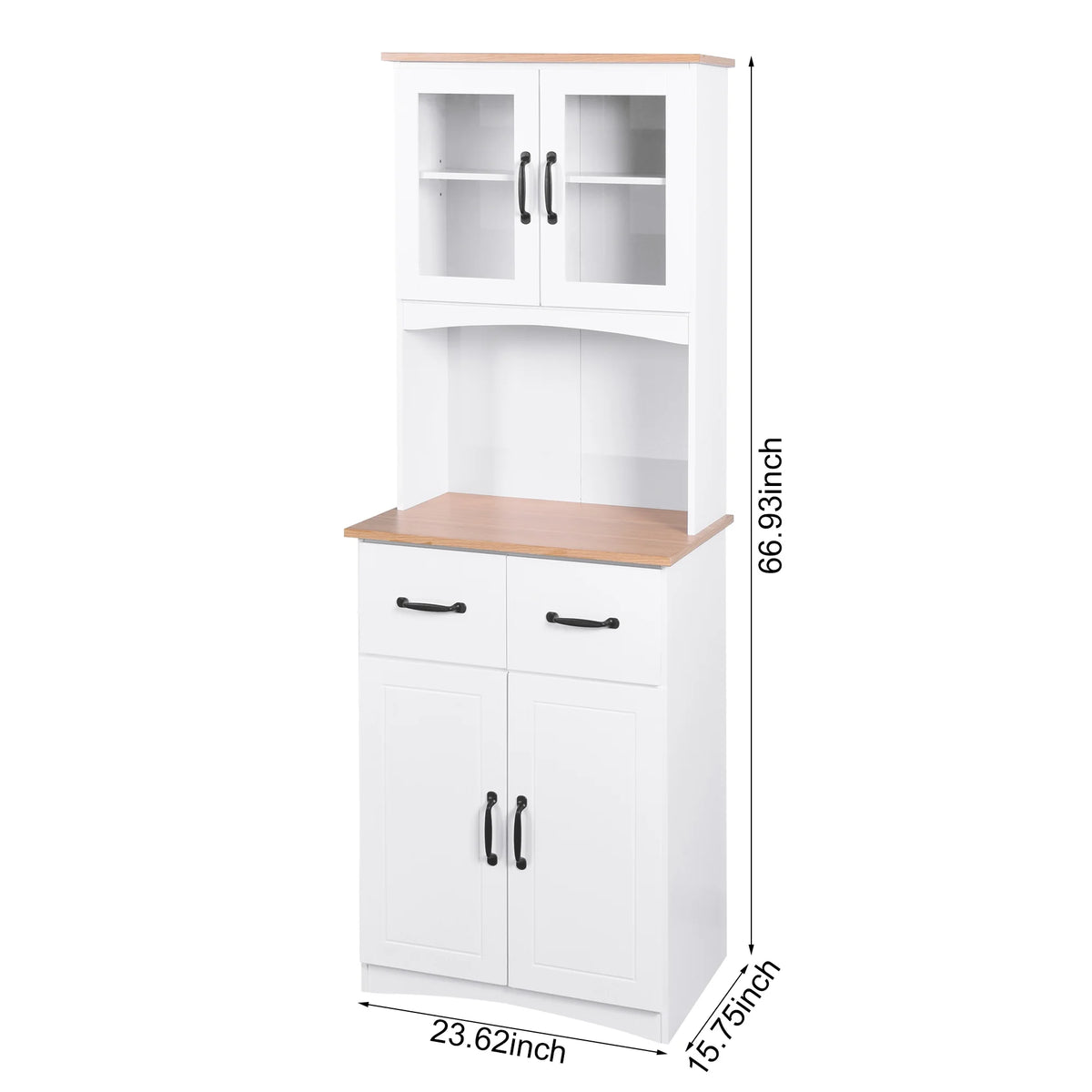 White Tall Wooden Kitchen Cabinet with 2 Drawers Y72880