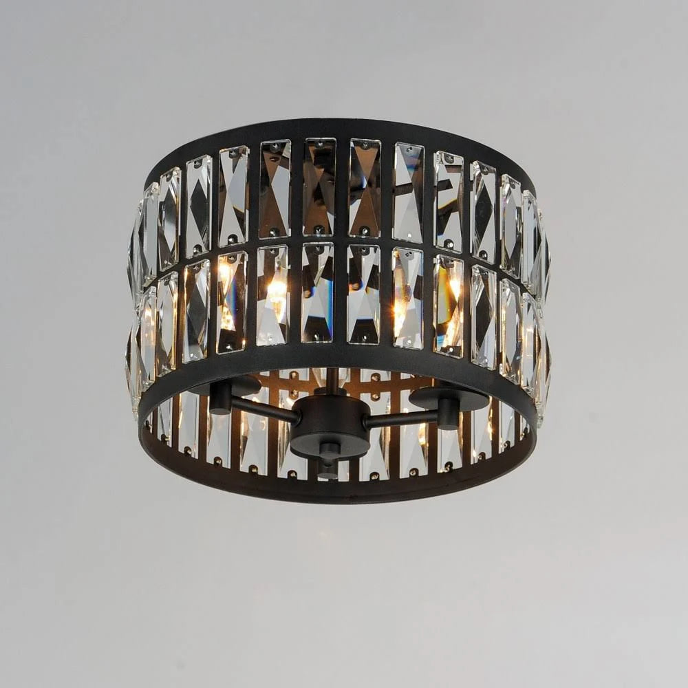 3 Light Flush Mount Black Finish I9745