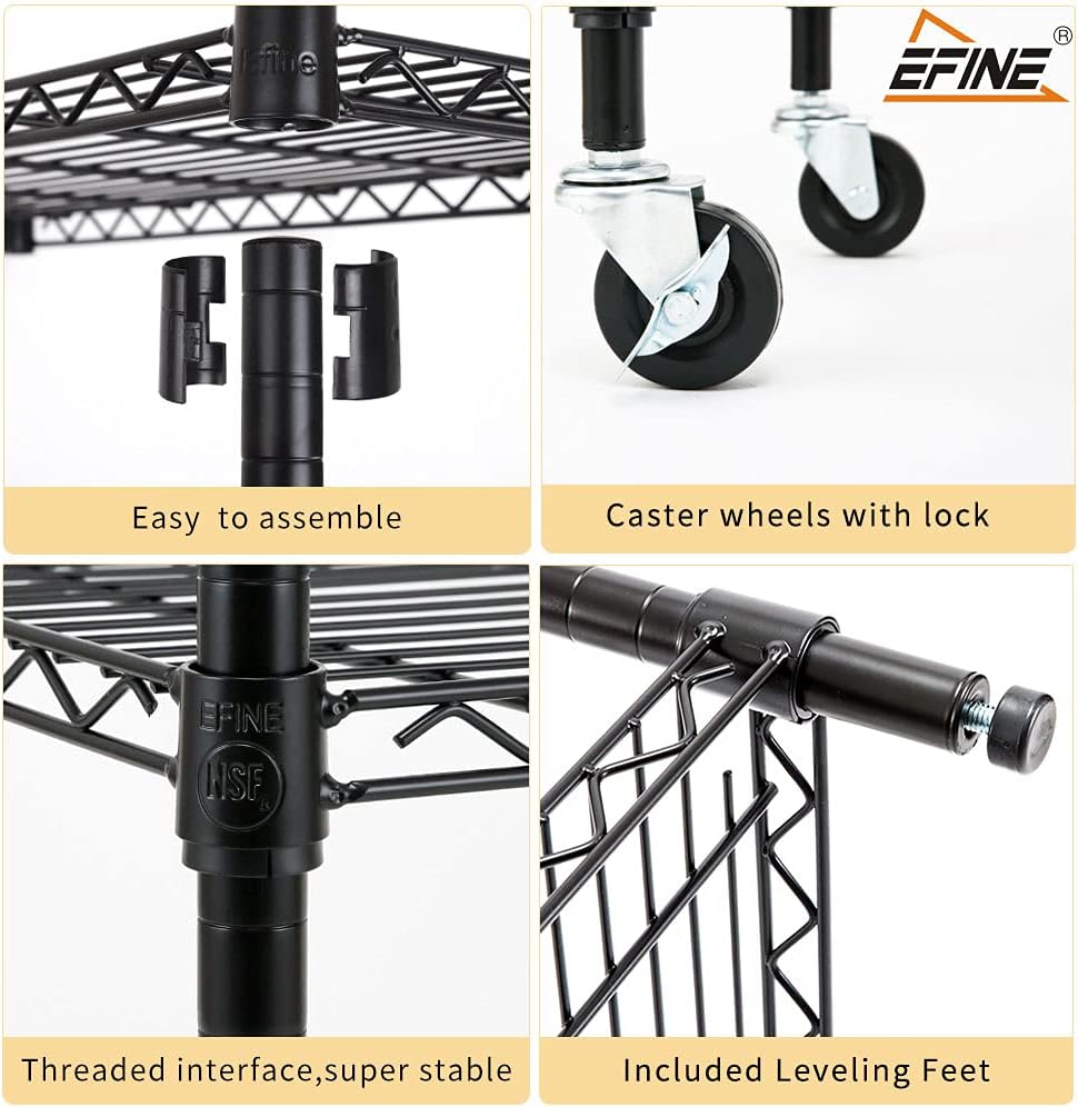 5-Shelf Adjustable Heavy Duty Carbon Steel Wire Shelving Unit Black R447
