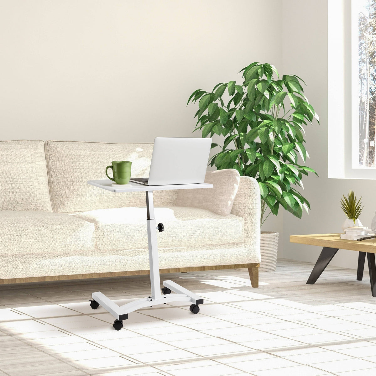 Black Mobile Height Adjustable Laptop Desk Cart M854695