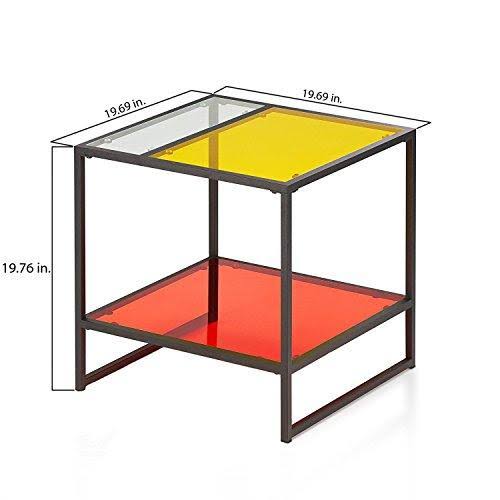 Multi-Color Glass Top End Table Z46439