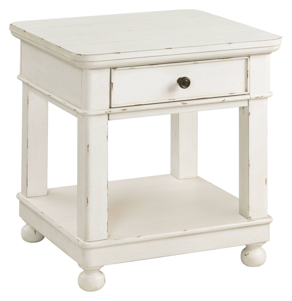 Chipped White Square Wood End Table E2871