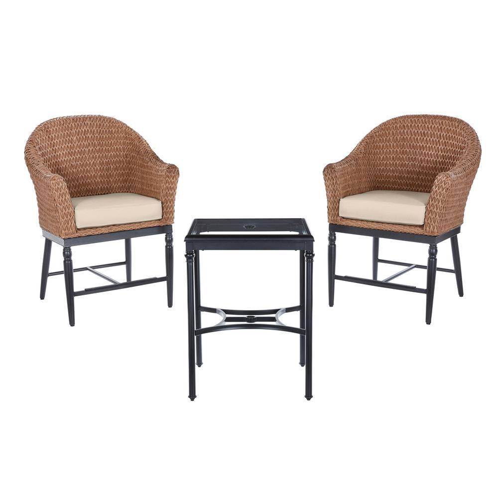 Light Brown 3-Piece Wicker Outdoor Bistro Set M47092