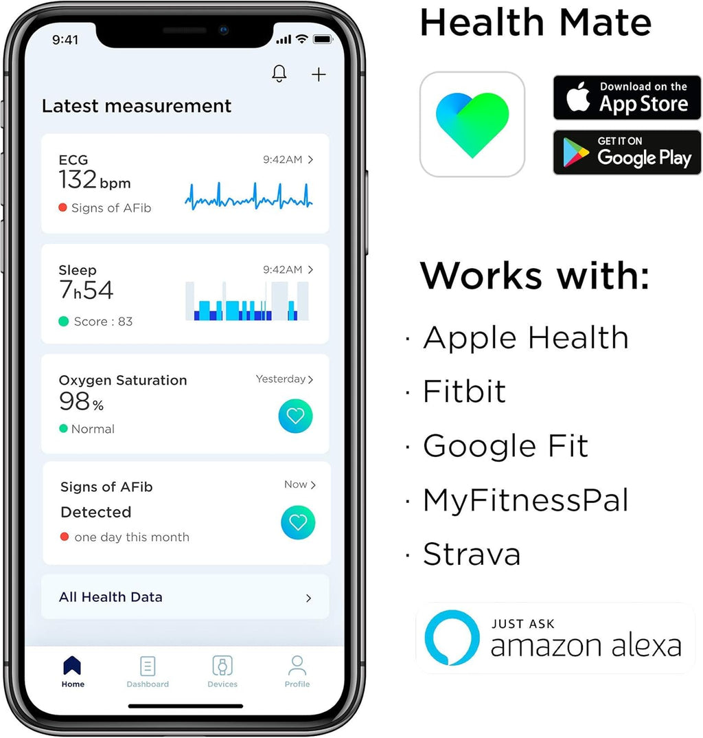 Hybrid Smartwatch with ECG, Heart Rate Sensor and Oximeter (White, 42mm) V7439