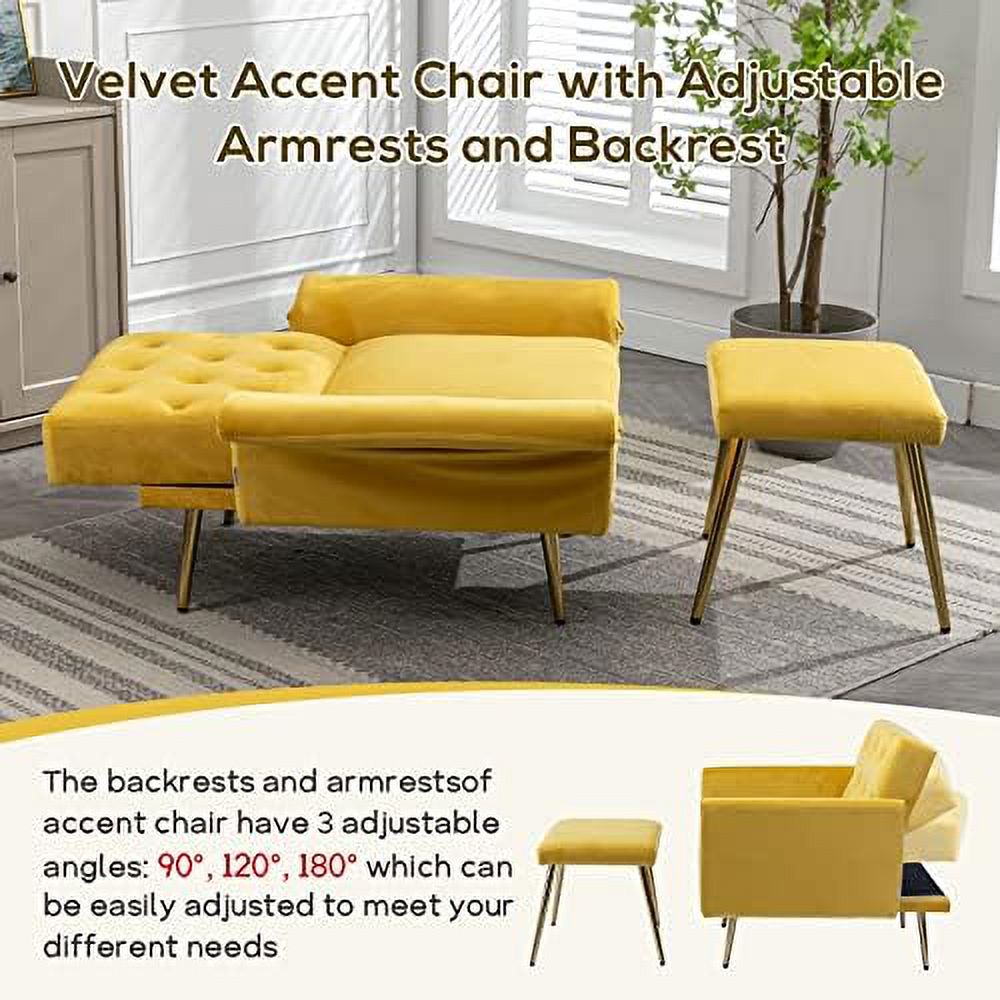 Olive Green Velvet Single Sofa Chair with Ottoman S51536