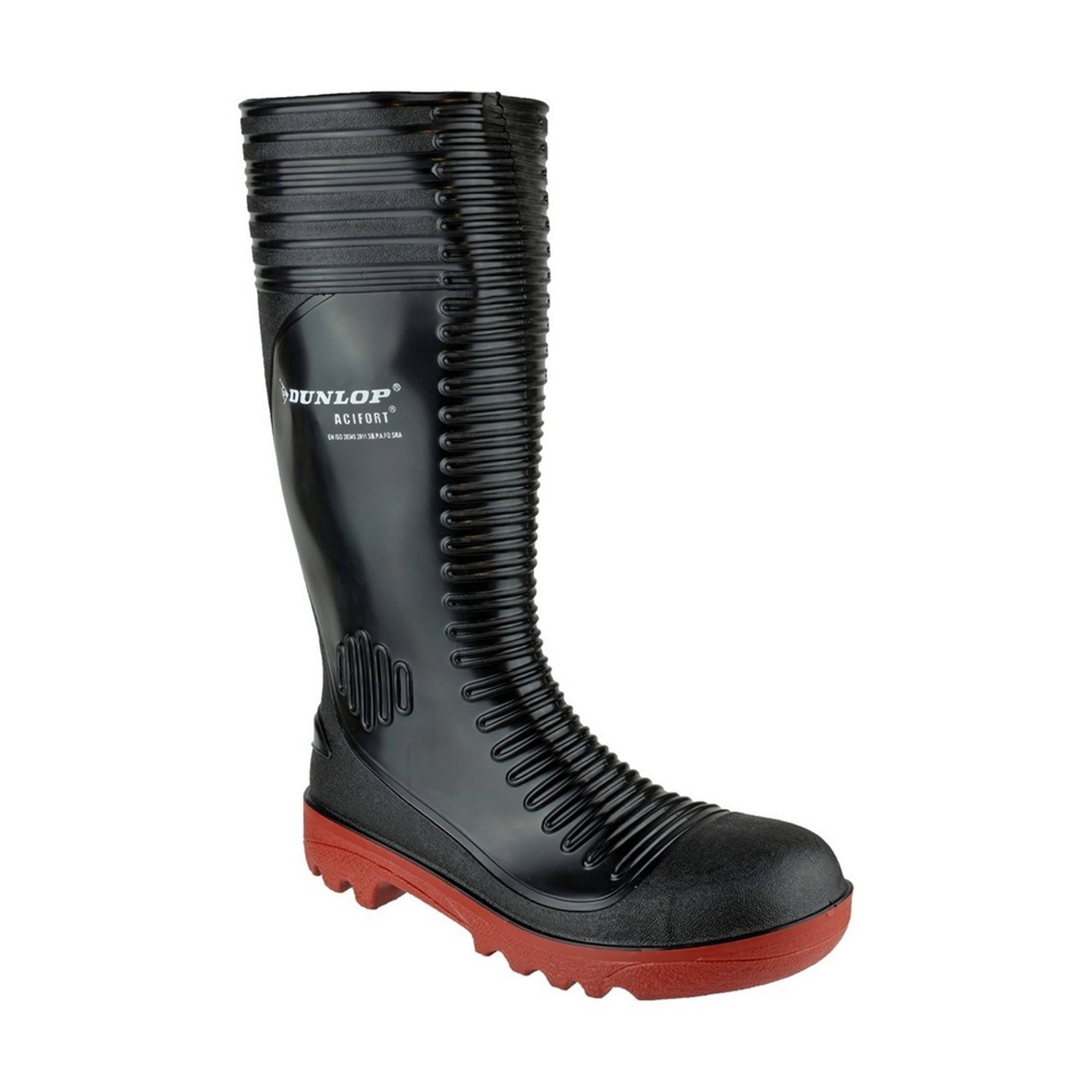 Black Ribbed Full Safety Wellies B268878