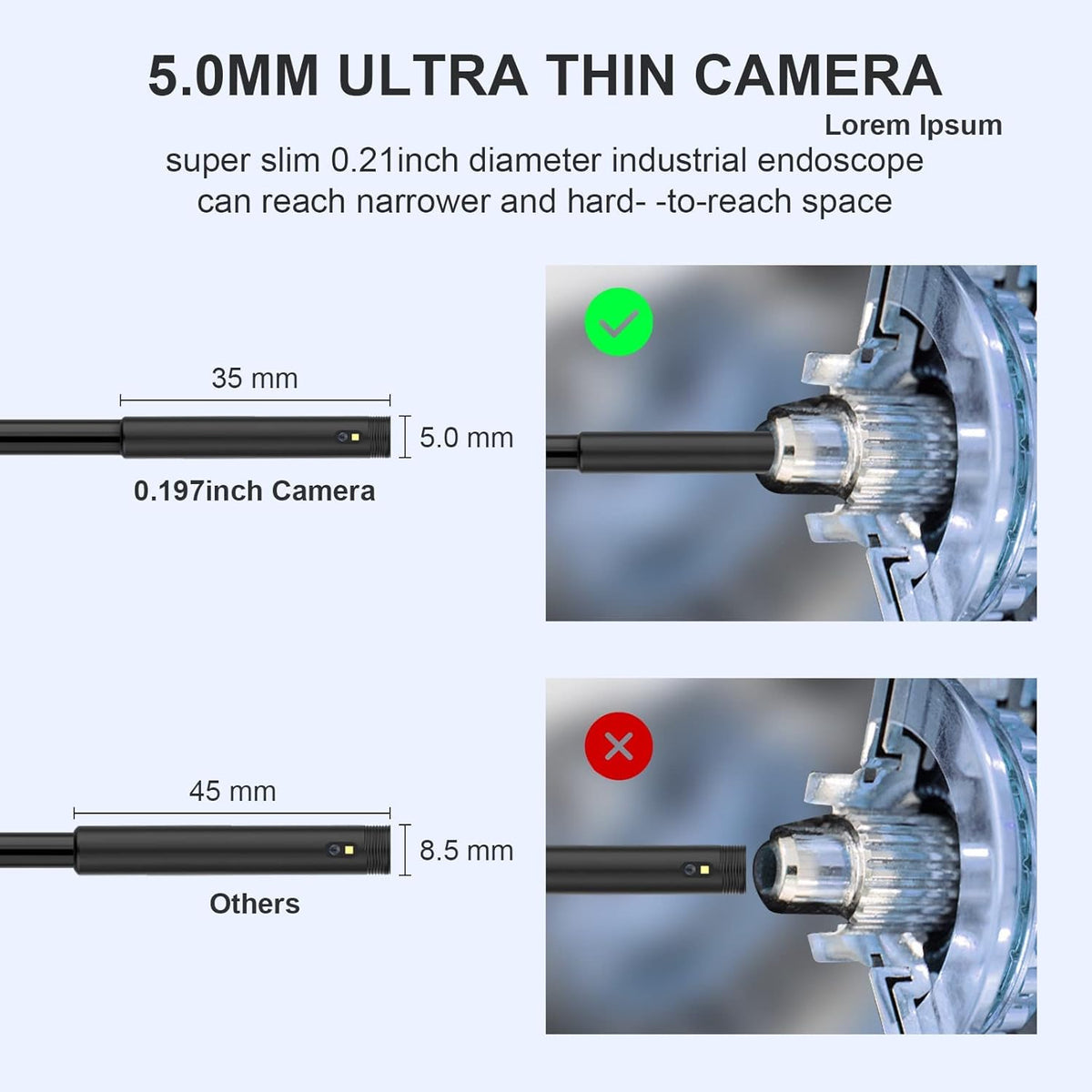 5 Inch Dual Lens Borescope Inspection Camera with 32GB Card IP67 Waterproof E973986