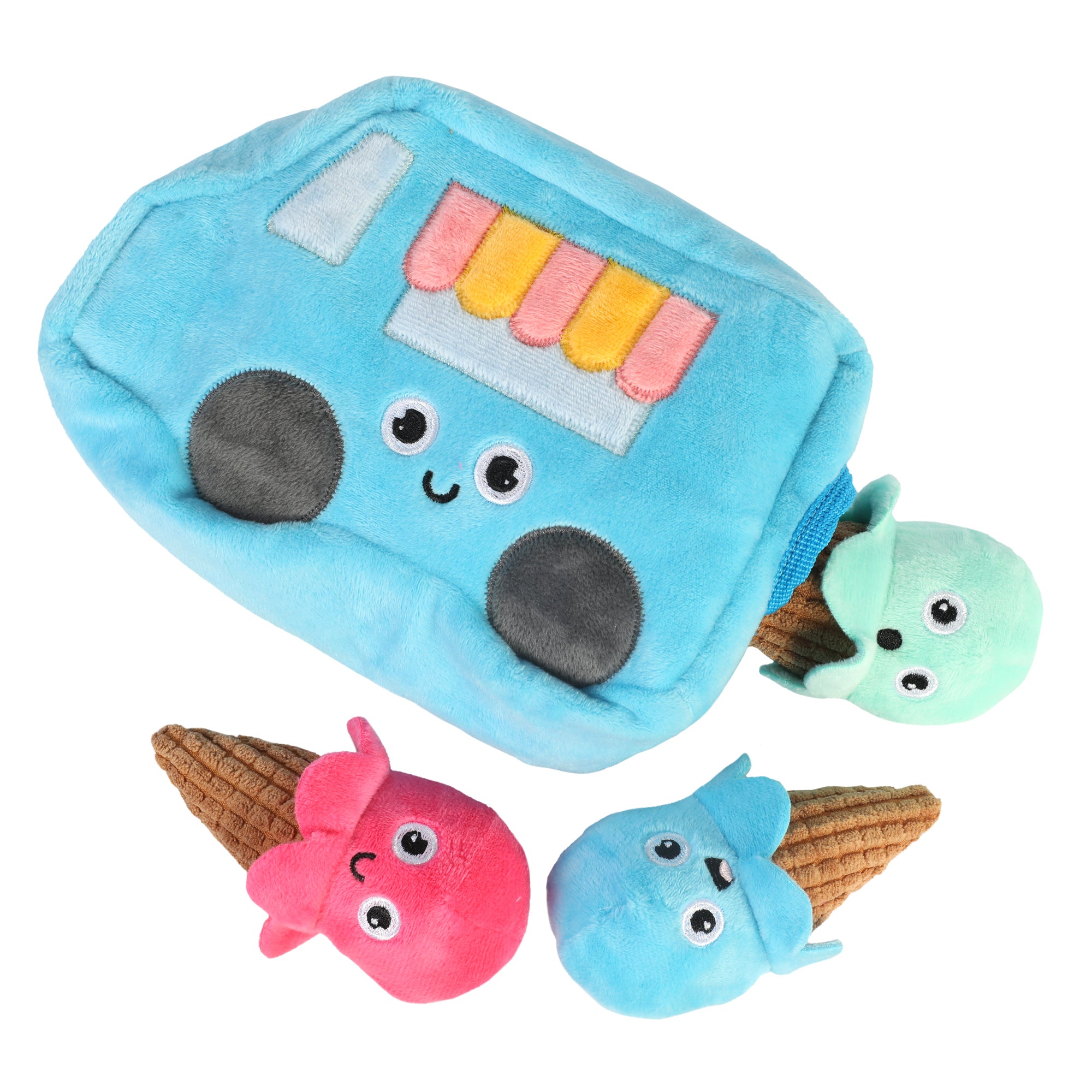 Ice Cream Truck Hide and Seek Plush Squeaky Dog Toys T773310