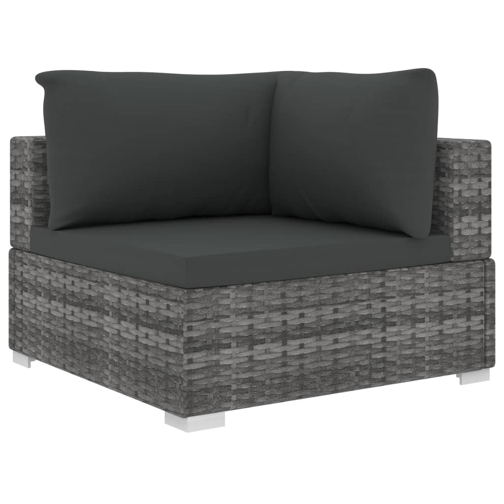 4 Piece Gray Poly Rattan Outdoor Sectional Sofa Set with Cushions and Coffee Table N320