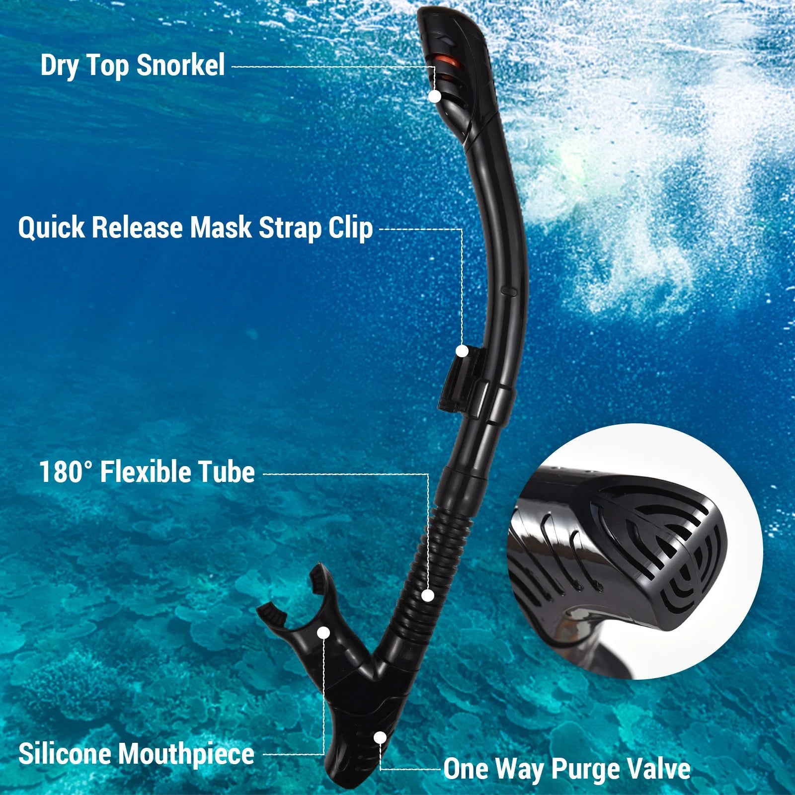 Snorkel Set with Dry Snorkel Tube D974