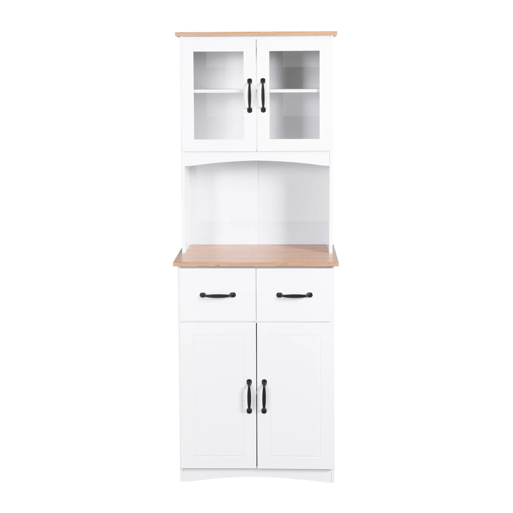 White Tall Wooden Kitchen Cabinet with 2 Drawers Y72880