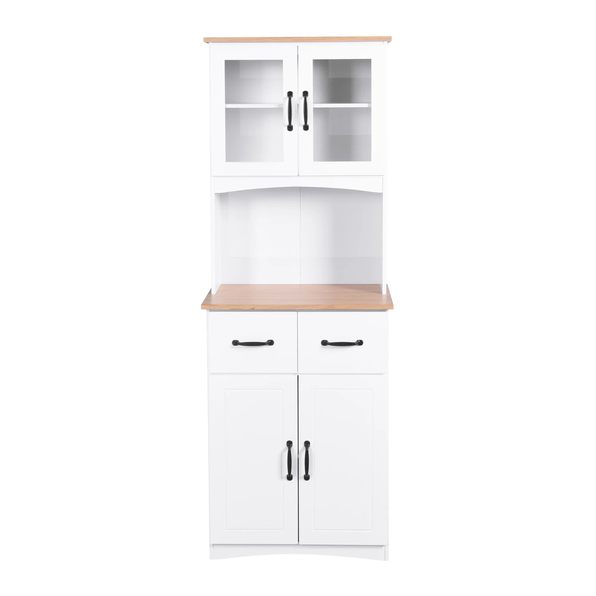 White Tall Wooden Kitchen Cabinet with 2 Drawers Y72880