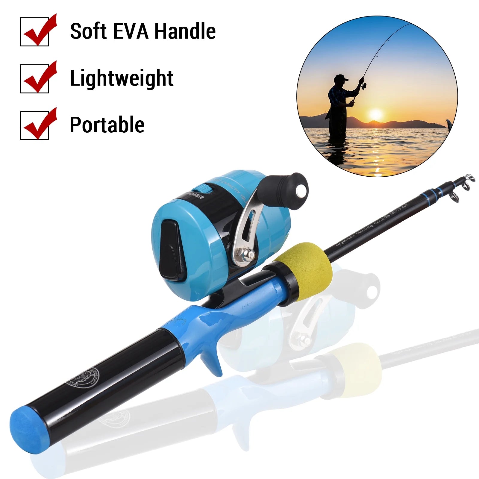 47'' Telescopic Rod and Reel Combo with Tackle Box Q490