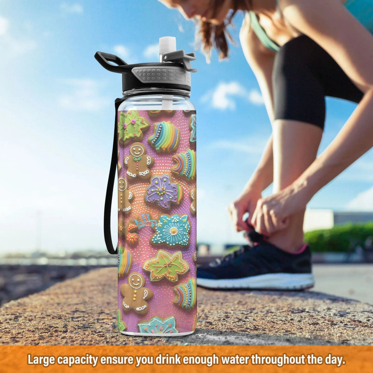 Pink 32oz Tritan Leakproof Sports Water Bottle with Straw L56451