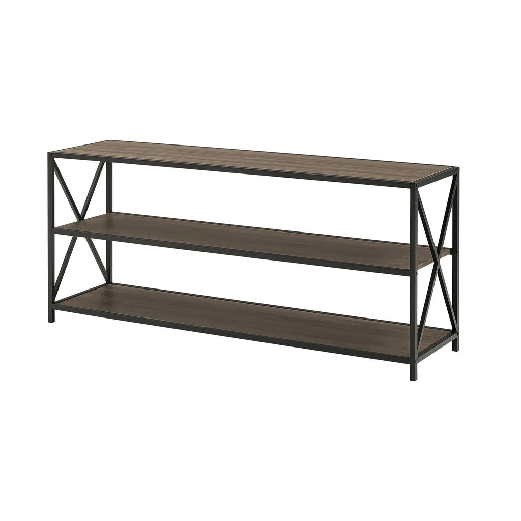 Industrial 3 Shelf Bookcase Slate Gray/Black Metal J1965
