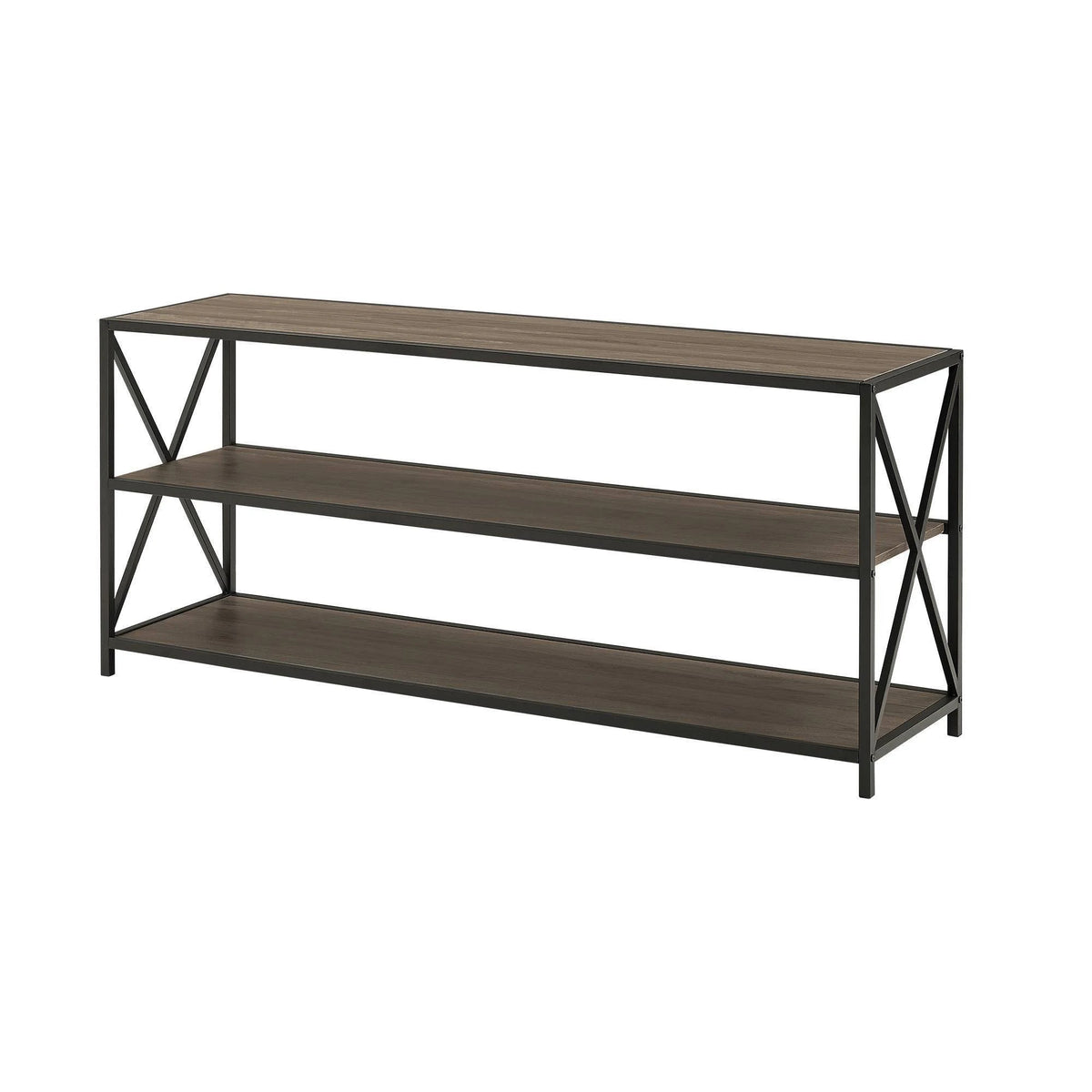 Industrial 3 Shelf Bookcase Slate Gray/Black Metal J1965