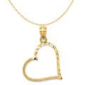 14K Yellow Gold Diamond-Cut Crooked Heart Pendant Charm with 10K Yellow Gold Rope Chain Necklace 20'' X386