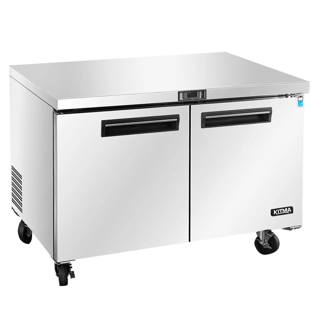 Commercial 2 Door Undercounter Refrigerators, 17 Cu. Ft Side by Side Stainless Steel Worktop Fridge H43851