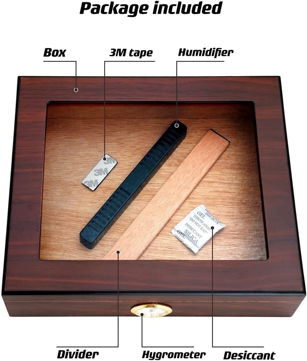 Walnut Spanish Cedar Box with Hygrometer and Humidifier, Pack of 2 Q8742
