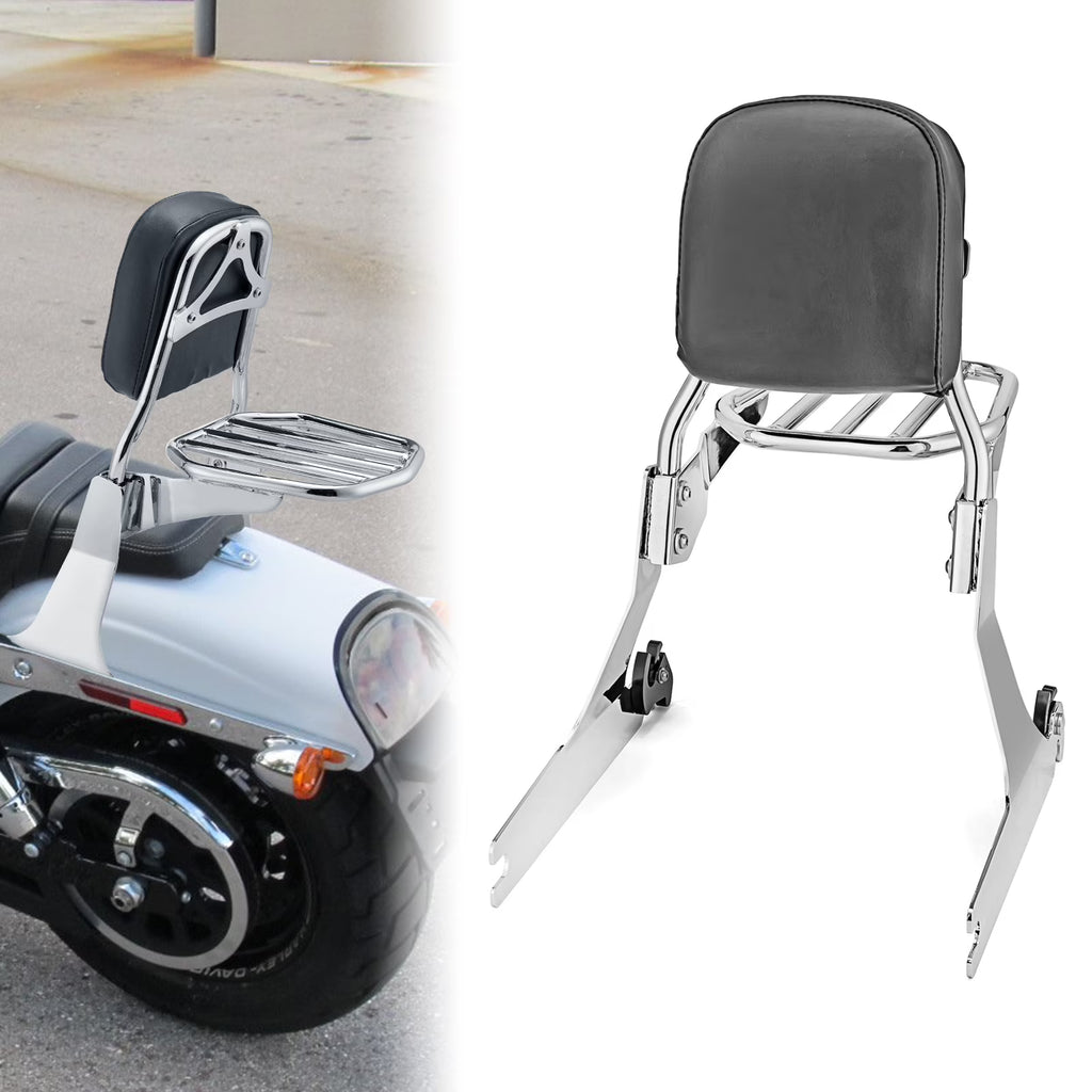 Chrome Passenger Backrest Sissy Bar and Luggage Rack for Harley Dyna I71556