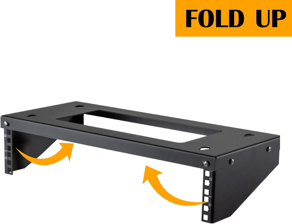 2U Wall Mount Rack Vertical Patch Panel Bracket Shelf Black R16699