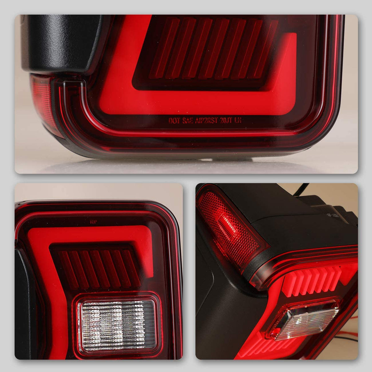 1Pair Black Housing Red Lens LED Tail Lights Assembly Replacement L326501