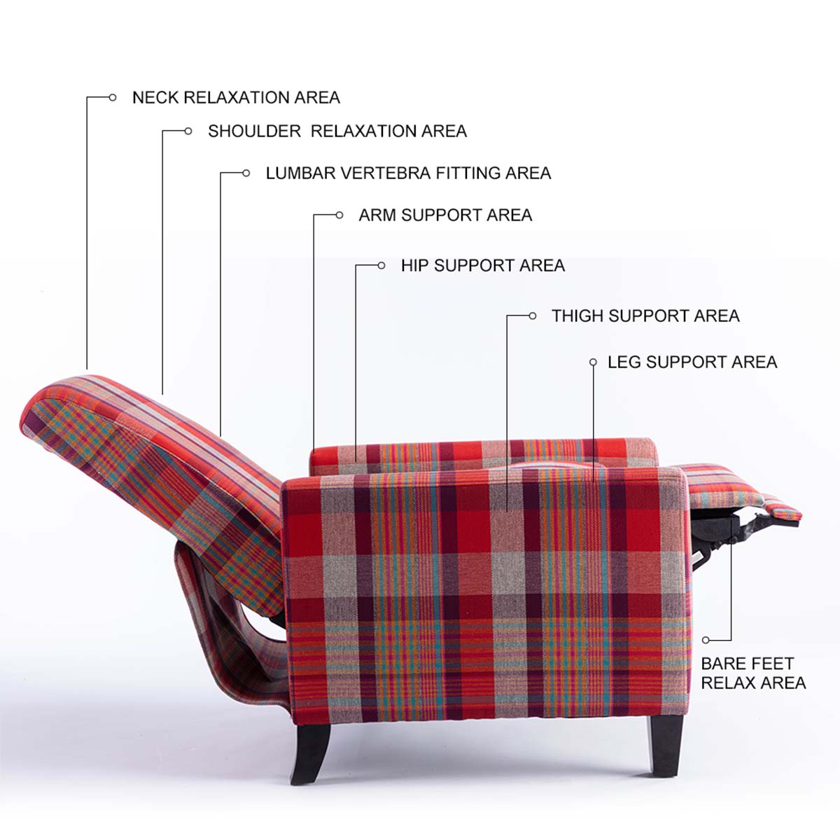 Grey & Red Adjustable Backrest Push Back Recliner Chair Z8819