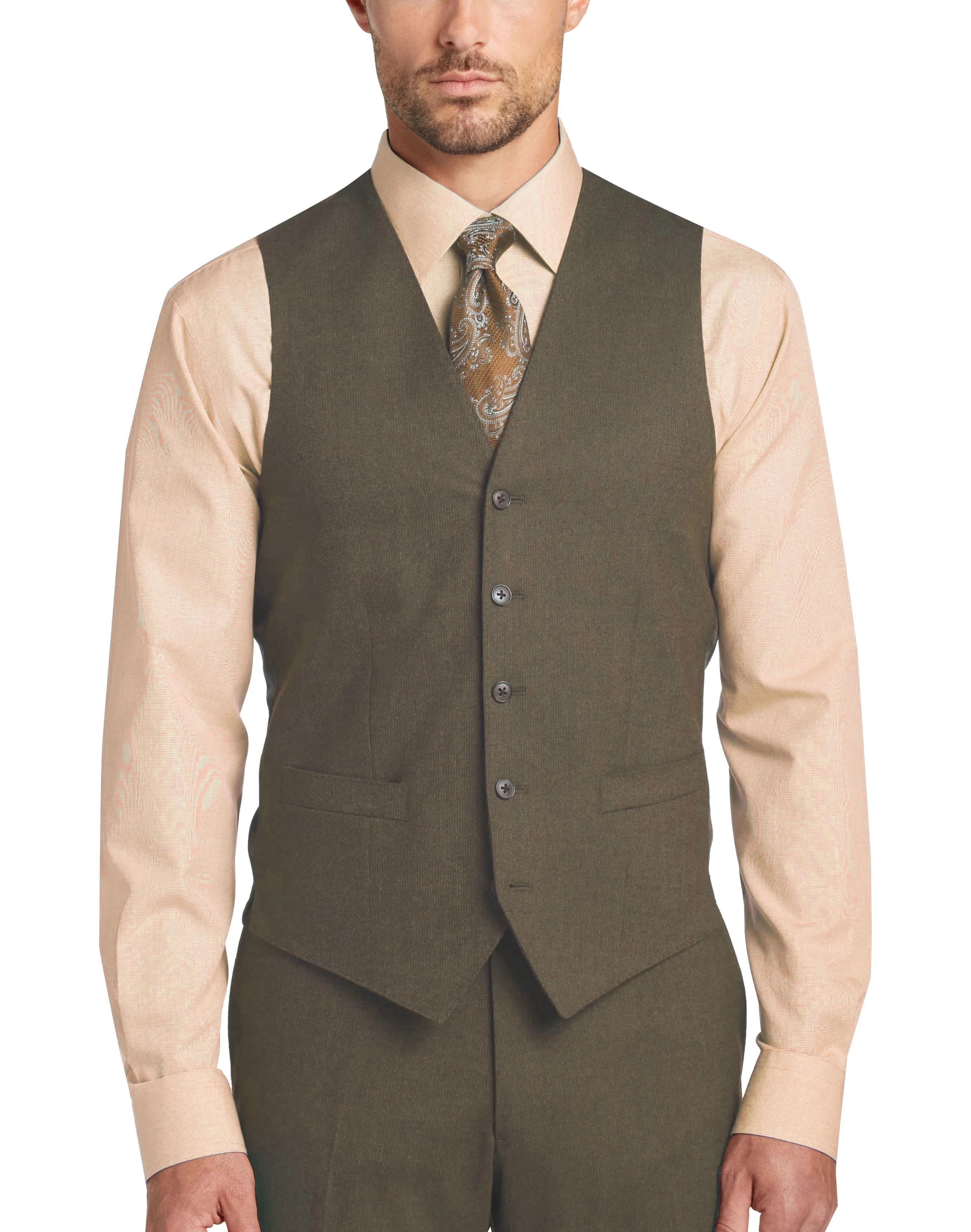 Black White Taupe Sapphire Eggplant Olive Navy Brown Three Piece Suit Set J928326