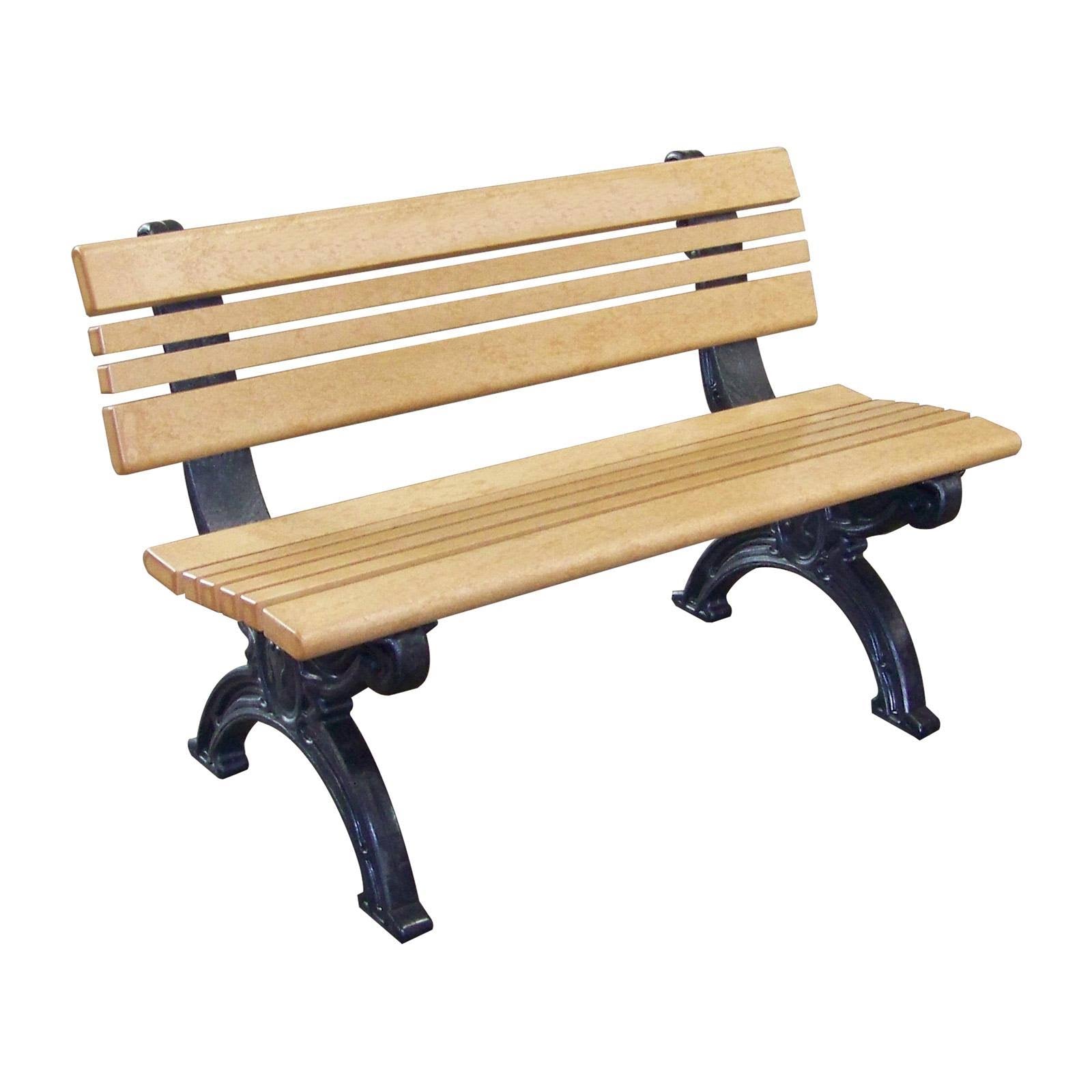 Recycled Plastic Armless Bench with Back Sand C8928