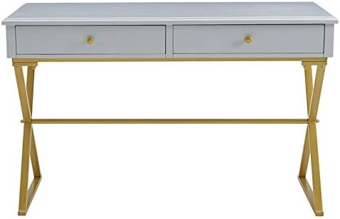 Gray Wood and Metal Two Drawer Desk C250