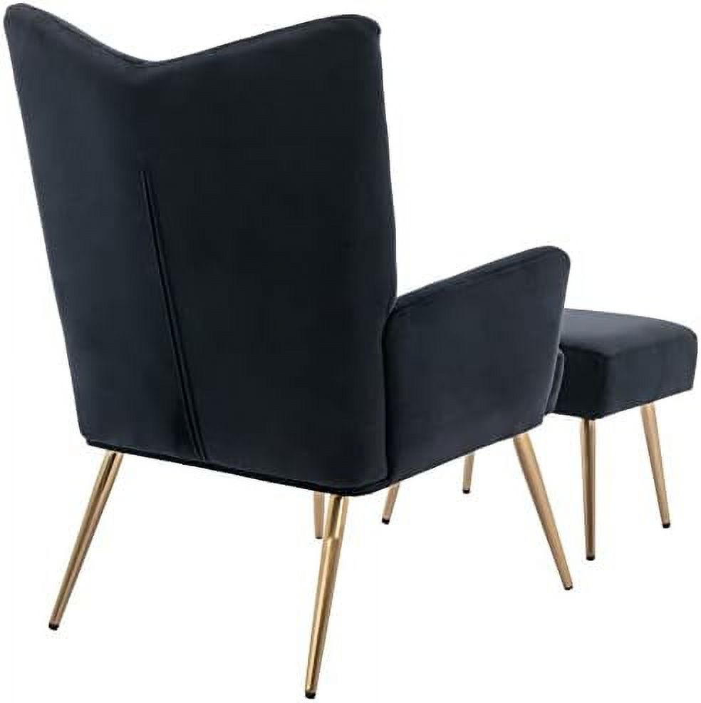 Cream Velvet Upholstered Accent Chair with Ottoman G20216