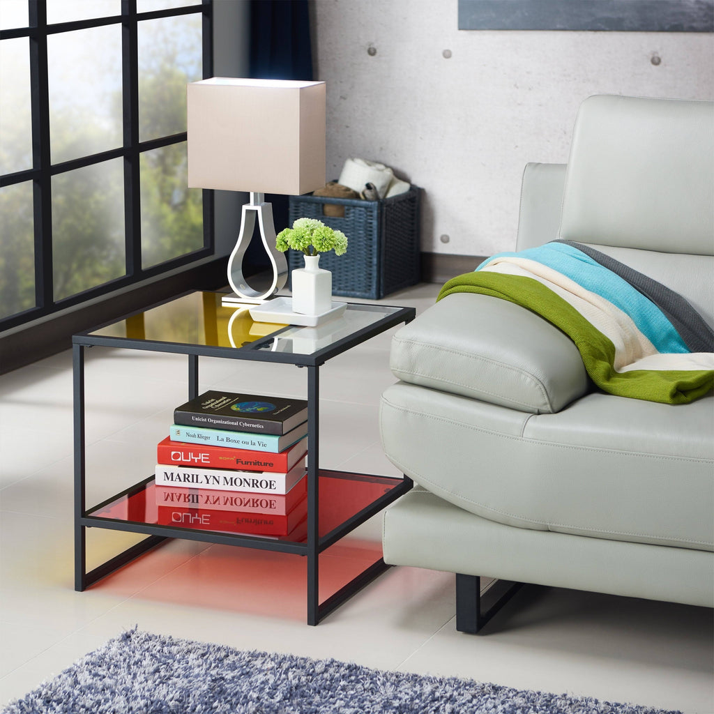 Multi-Color Glass Top End Table Z46439