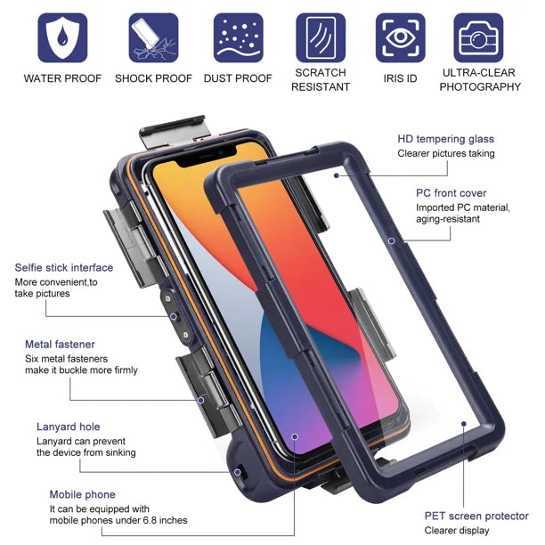 Waterproof Protective Case for Phones Up to 6.9 Inch with Lanyard S47378