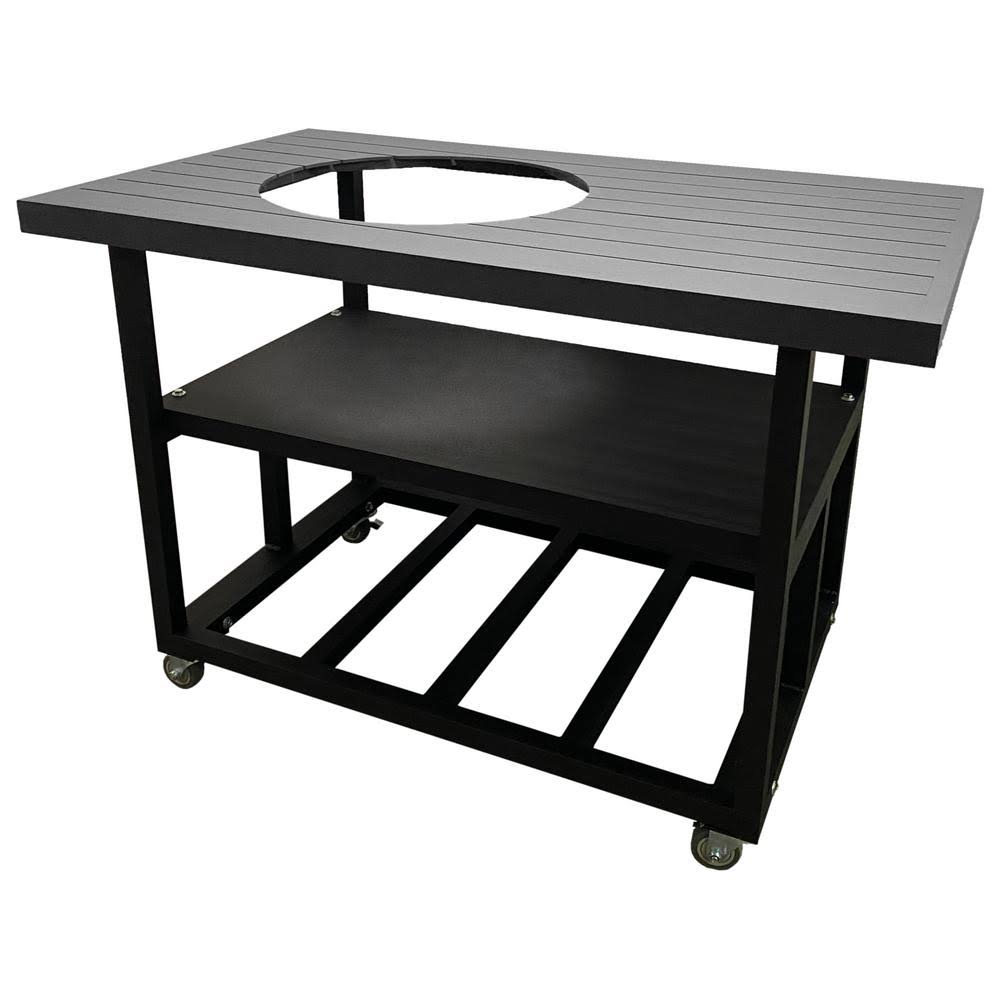 Charcoal Grey Aluminum Grill Cart Table with Locking Wheels F853