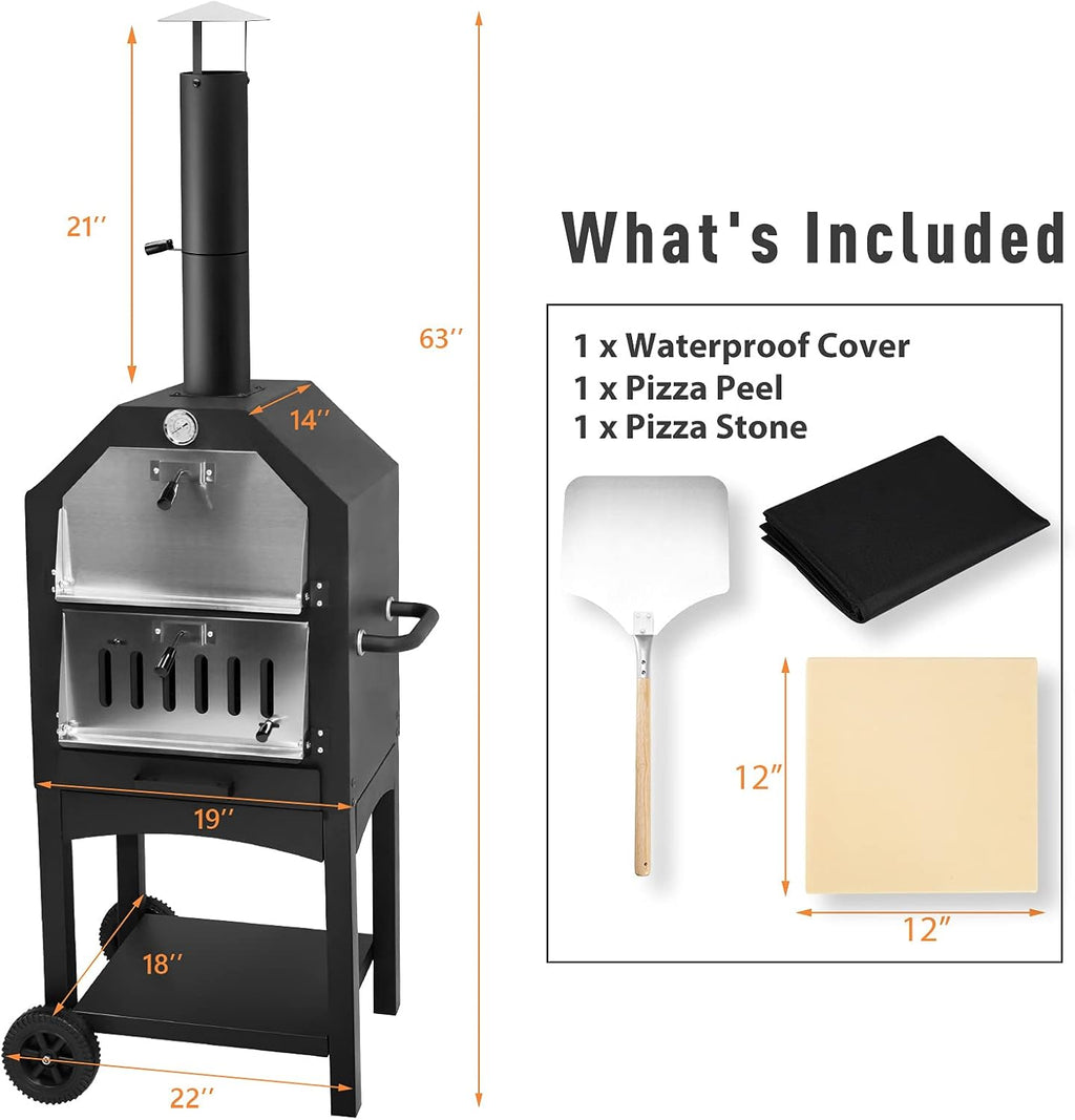 Outdoor Pizza Oven Wood Fire with Pizza Stone A163904