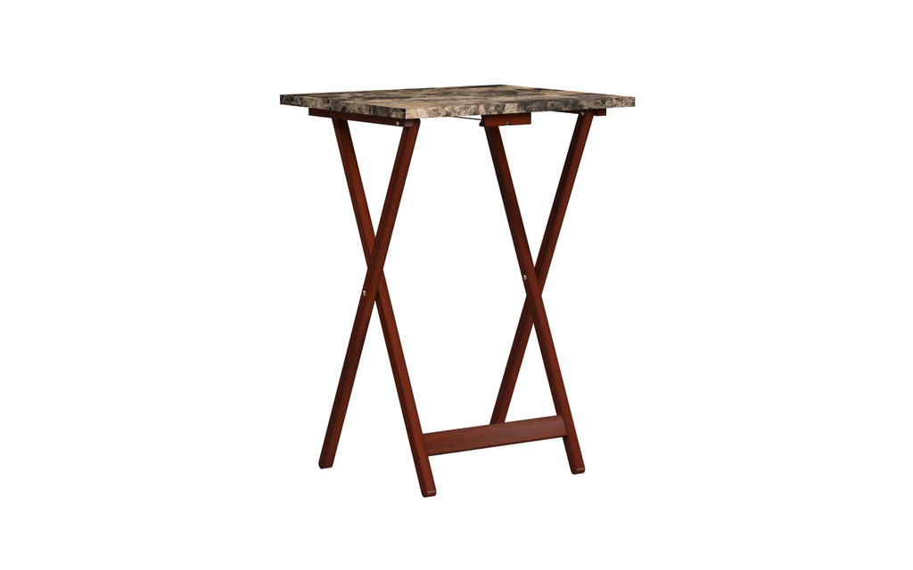 5-piece Faux Marble Folding Snack Tray Table Set D308170