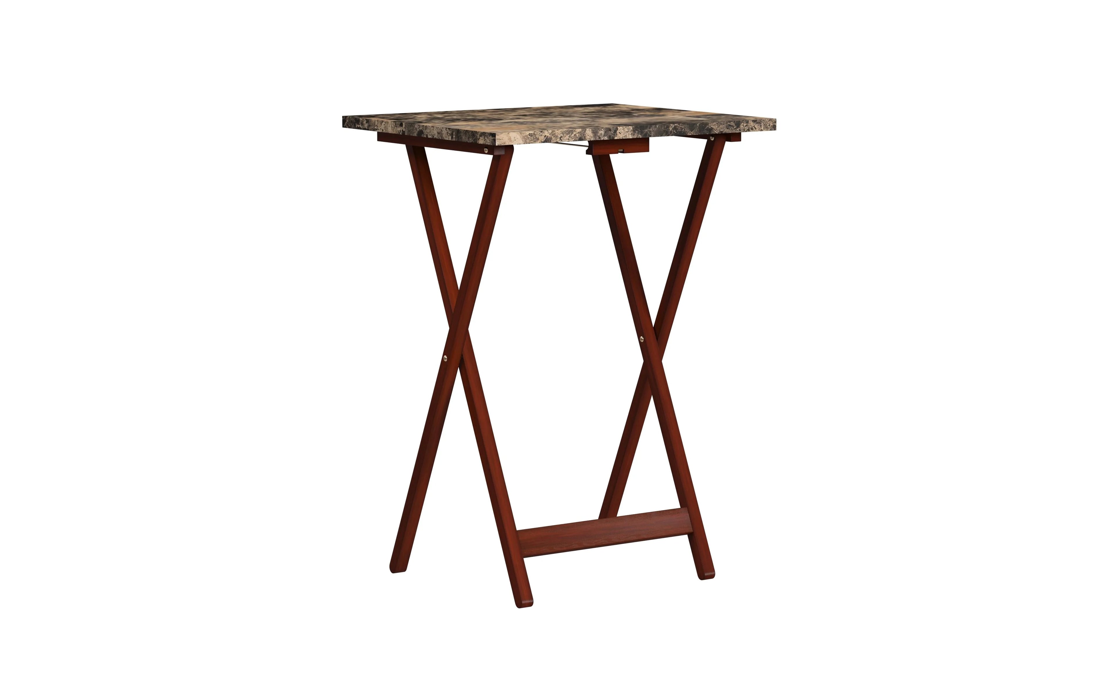 5-piece Faux Marble Folding Snack Tray Table Set D308170