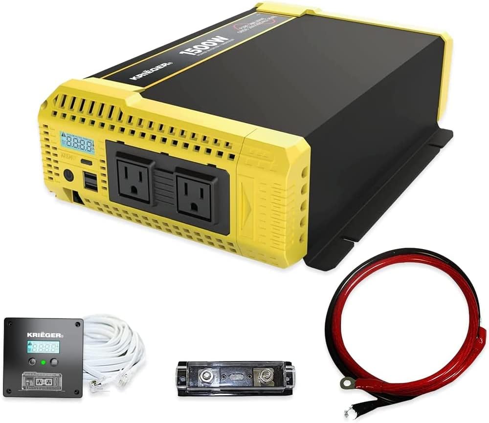 1500 Watt 12V Pure Sine Inverter Dual AC Outlets & USB O7440
