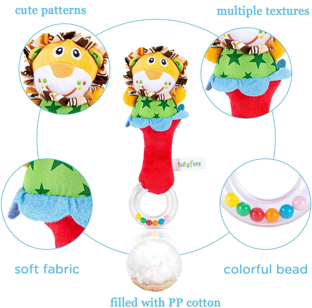 6 Pcs Baby Wrist Rattle & Foot Finder Socks Sensory Toys Soft Plush Animal Doll Newborn Gift N7141